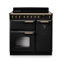 CLDL90EIPCBL/AB1 Rangemaster Classic Deluxe 90cm Dual Fuel Range Cooker - Charcoal Black & Brass