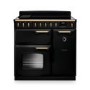 Rangemaster Classic Deluxe 90cm Dual Fuel Range Cooker - Gloss Black & Brass