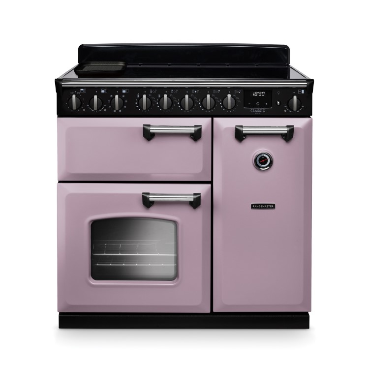 Rangemaster Classic Deluxe 90cm Dual Fuel Range Cooker - Heather & Chrome