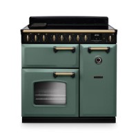 Rangemaster Classic Deluxe 90cm Dual Fuel Range Cooker - Mineral Green & Brass