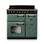 Rangemaster Classic Deluxe 90cm Dual Fuel Range Cooker - Mineral Green & Brass
