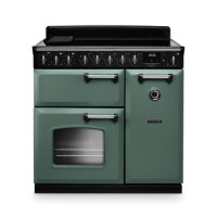 Rangemaster Classic Deluxe 90cm Dual Fuel Range Cooker - Mineral Green & Chrome