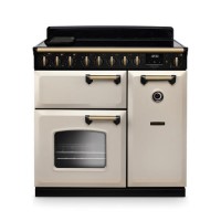 Rangemaster Classic Deluxe 90cm Dual Fuel Range Cooker - Pale Cream & Brass
