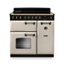 Rangemaster Classic Deluxe 90cm Dual Fuel Range Cooker - Pale Cream & Brass