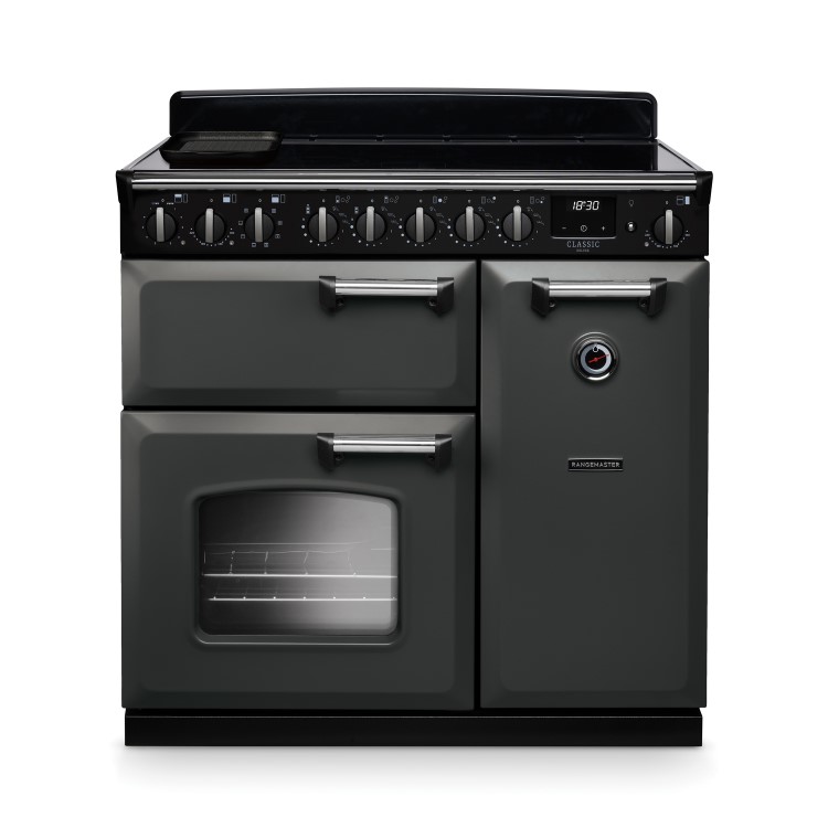 Rangemaster Classic Deluxe 90cm Dual Fuel Range Cooker - Slate & Chrome