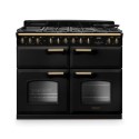 CLDLB110DFPCBL/AB1 Rangemaster Classic Deluxe 110cm Base Cavity Dual Fuel Range Cooker - Charcoal Black & Brass