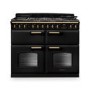 Rangemaster Classic Deluxe 110cm Base Cavity Dual Fuel Range Cooker - Charcoal Black & Brass