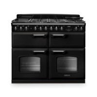 Rangemaster Classic Deluxe 110cm Base Cavity Dual Fuel Range Cooker - Charcoal Black & Chrome