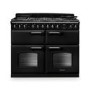 Rangemaster Classic Deluxe 110cm Base Cavity Dual Fuel Range Cooker - Charcoal Black & Chrome