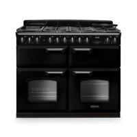 Rangemaster Classic Deluxe 110cm Base Cavity Dual Fuel Range Cooker - Gloss Black & Chrome