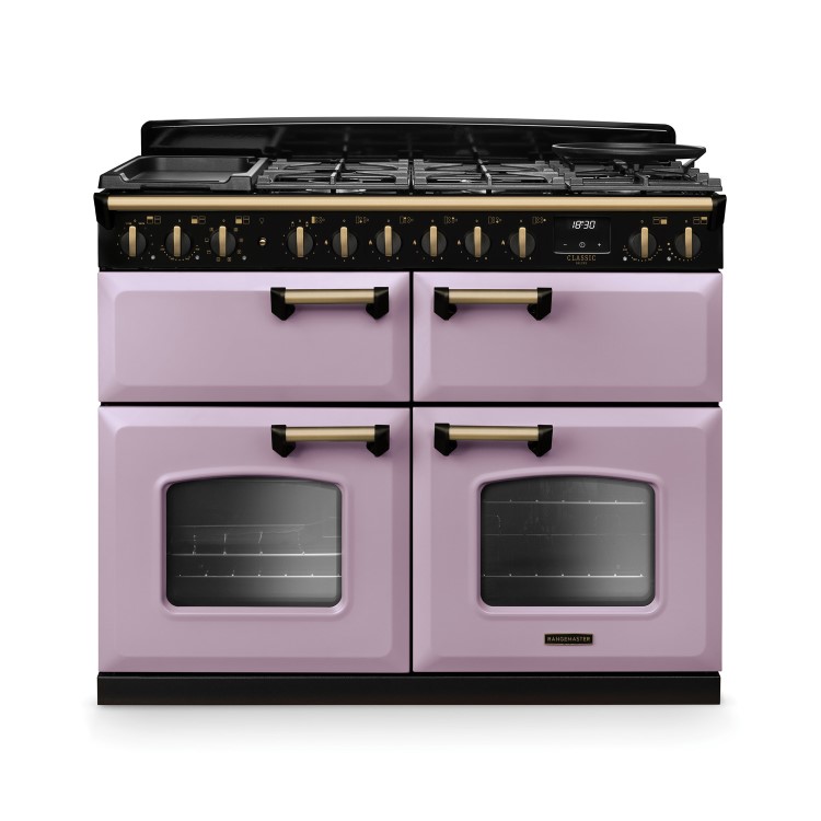 Rangemaster Classic Deluxe 110cm Base Cavity Dual Fuel Range Cooker - Heather & Brass