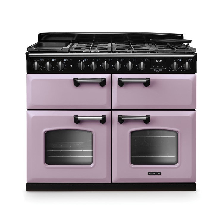 Rangemaster Classic Deluxe 110cm Base Cavity Dual Fuel Range Cooker - Heather & Chrome