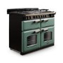 Rangemaster Classic Deluxe 110cm Base Cavity Dual Fuel Range Cooker - Mineral Green & Brass