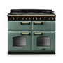 Rangemaster Classic Deluxe 110cm Base Cavity Dual Fuel Range Cooker - Mineral Green & Brass
