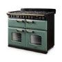 Rangemaster Classic Deluxe 110cm Base Cavity Dual Fuel Range Cooker - Mineral Green & Brass