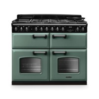 Rangemaster Classic Deluxe 110cm Base Cavity Dual Fuel Range Cooker - Mineral Green & Chrome