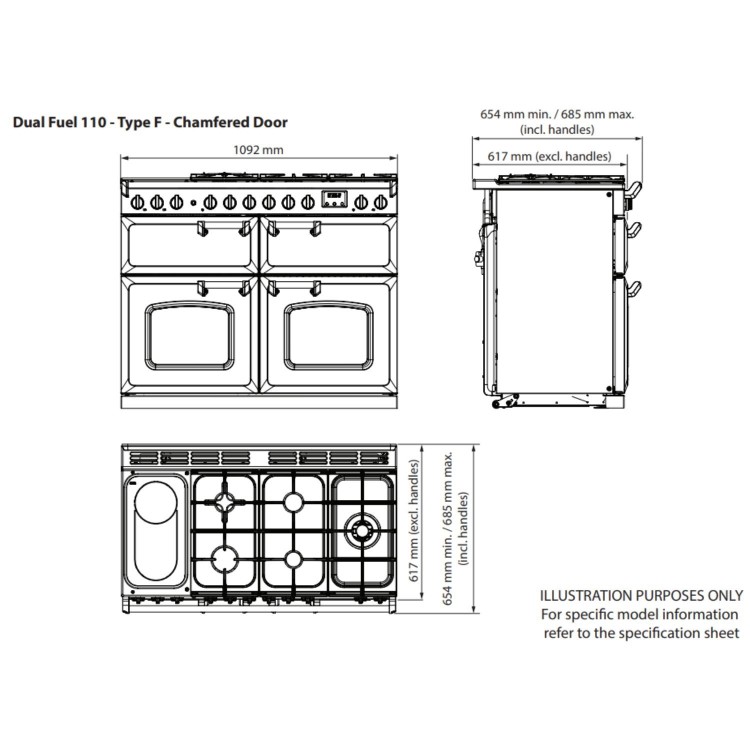 Rangemaster Classic Deluxe 110cm Base Cavity Dual Fuel Range Cooker - Pale Cream & Chrome