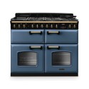 CLDLB110DFPSTB/AB1 Rangemaster Classic Deluxe 110cm Base Cavity Dual Fuel Range Cooker - Stone Blue & Brass