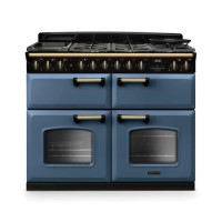 Rangemaster Classic Deluxe 110cm Base Cavity Dual Fuel Range Cooker - Stone Blue & Brass