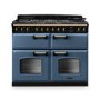 Rangemaster Classic Deluxe 110cm Base Cavity Dual Fuel Range Cooker - Stone Blue & Brass