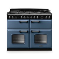Rangemaster Classic Deluxe 110cm Base Cavity Dual Fuel Range Cooker - Stone Blue & Chrome