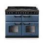 Rangemaster Classic Deluxe 110cm Base Cavity Dual Fuel Range Cooker - Stone Blue & Chrome