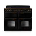 CLDLB110EIPGBL/AB1 Rangemaster Classic Deluxe 110cm Base Cavity Induction Range Cooker - Gloss Black & Brass