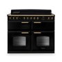 Rangemaster Classic Deluxe 110cm Base Cavity Induction Range Cooker - Gloss Black & Brass