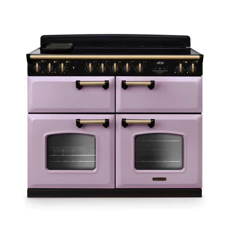 Rangemaster Classic Deluxe 110cm Base Cavity Induction Range Cooker - Heather & Brass