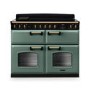 Rangemaster Classic Deluxe 110cm Base Cavity Induction Range Cooker - Mineral Green & Brass