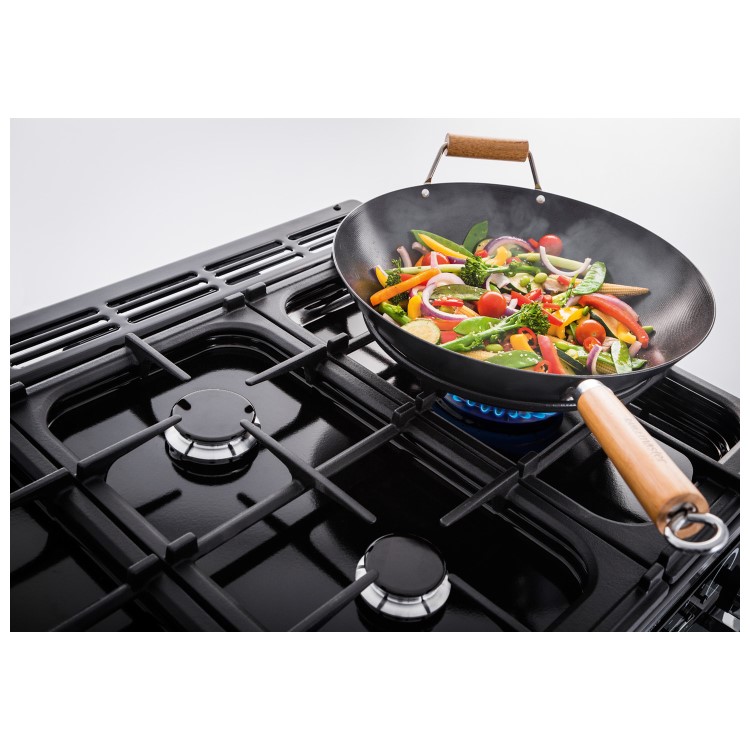 Rangemaster Classic Deluxe 110cm Dual Fuel Range Cooker - Pale Cream & Brass