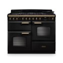CLDLO110DFPCBL/AB1 Rangemaster Classic Deluxe 110cm Dual Fuel Range Cooker - Charcoal Black & Brass