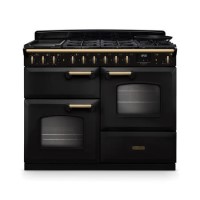 Rangemaster Classic Deluxe 110cm Dual Fuel Range Cooker - Charcoal Black & Brass