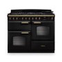 Rangemaster Classic Deluxe 110cm Dual Fuel Range Cooker - Charcoal Black & Brass