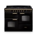 CLDLO110DFPGBL/AB1 Rangemaster Classic Deluxe 110cm Dual Fuel Range Cooker - Gloss Black & Brass