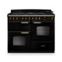 Rangemaster Classic Deluxe 110cm Dual Fuel Range Cooker - Gloss Black & Brass