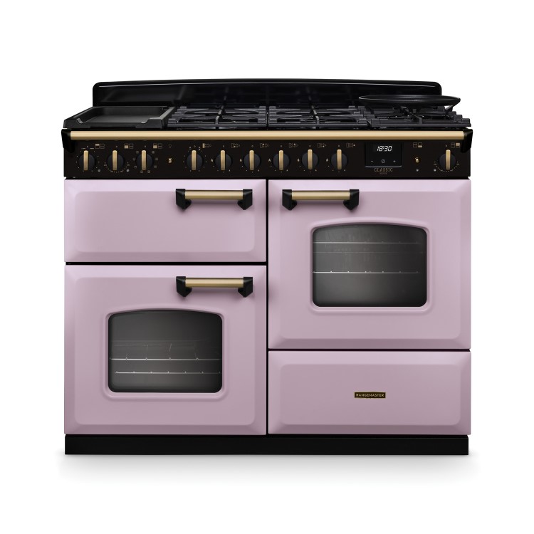 Rangemaster Classic Deluxe 110cm Dual Fuel Range Cooker - Heather & Brass