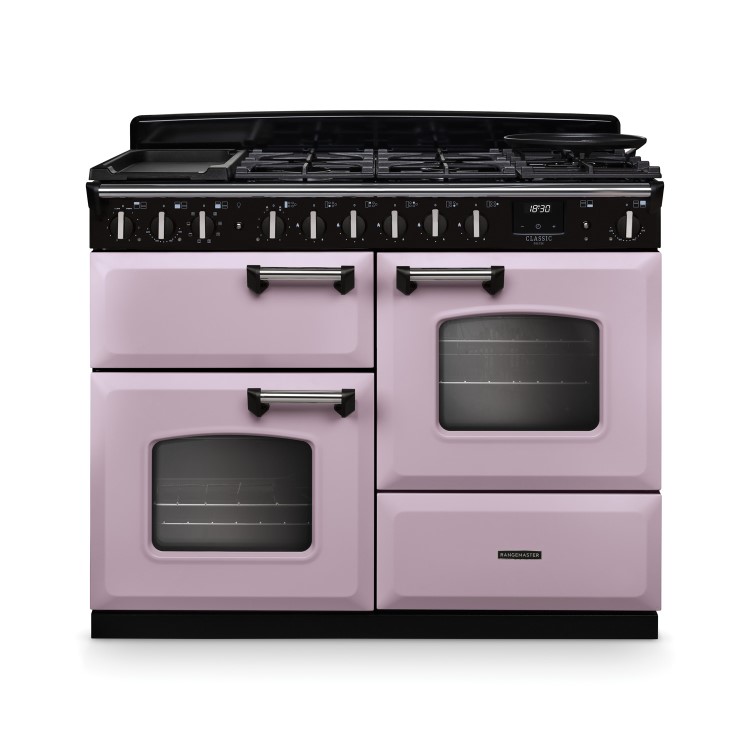 Rangemaster Classic Deluxe 110cm Dual Fuel Range Cooker - Heather & Chrome