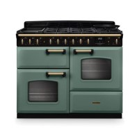 Rangemaster Classic Deluxe 110cm Dual Fuel Range Cooker - Mineral Green & Brass