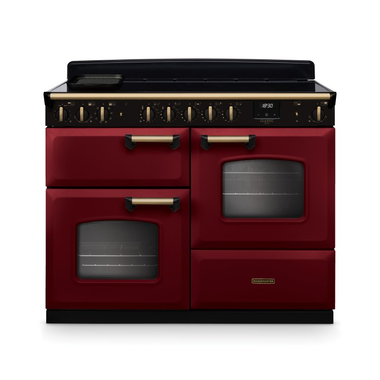 Rangemaster Classic Deluxe 110cm Induction Range Cooker - Bordeaux & Brass