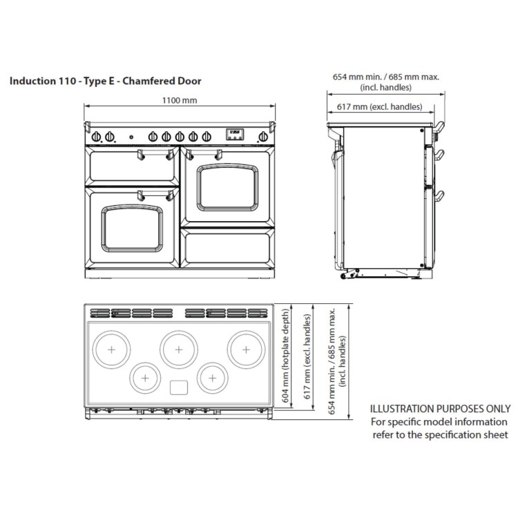 Rangemaster Classic Deluxe 110cm Induction Range Cooker - Stone Blue + Chrome