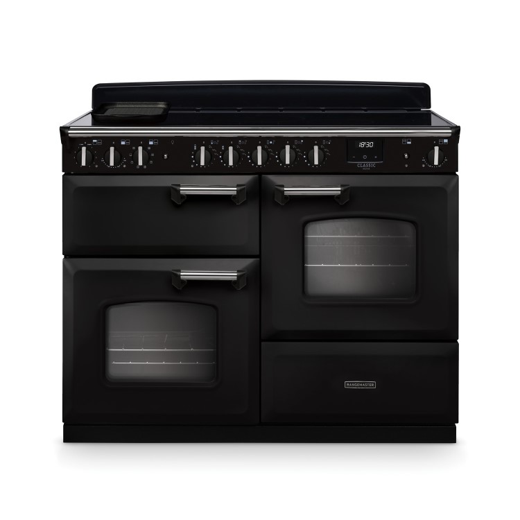 Rangemaster Classic Deluxe 110cm Induction Range Cooker - Charcoal Black & Chrome
