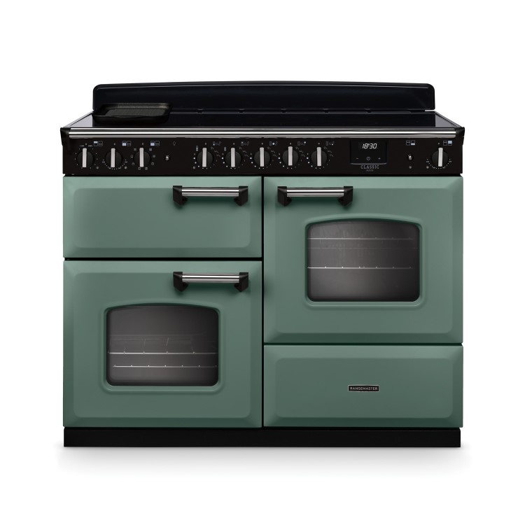 Rangemaster Classic Deluxe 110cm Induction Range Cooker - Mineral Green + Chrome