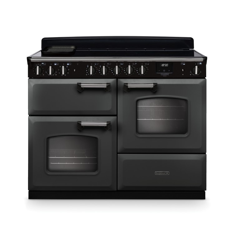 Rangemaster Classic Deluxe 110cm Induction Range Cooker - Slate + Chrome