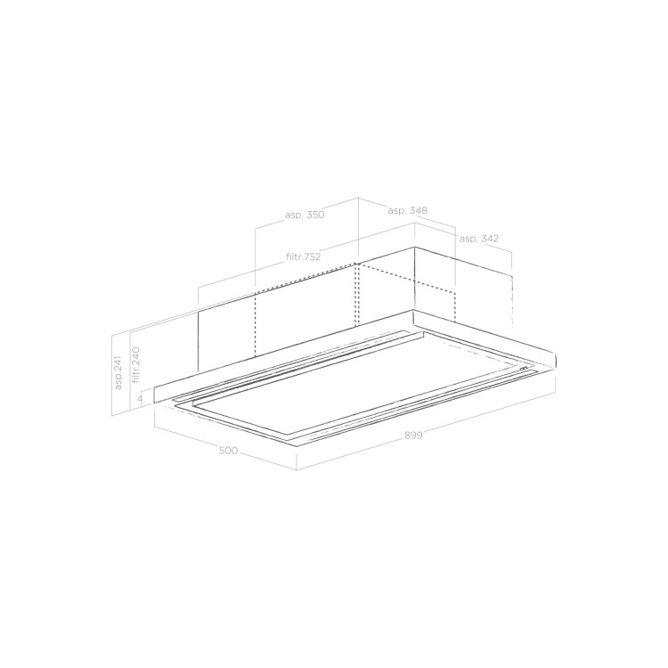 Refurbished Elica CLOUD-7-RC Cloud 7 90x50cm Ceiling Extractor Recirculating Version Stainless Steel