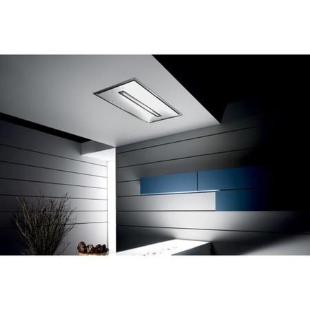 Elica CLOUDNINE Ceiling Mounted Cooker Hood Stainless Steel And White Glass