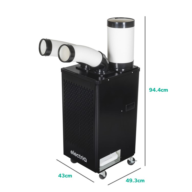 Refurbished electriQ 12000 BTU Portable Commercial Air Conditioner for up to 30 sqm areas - Heavy Duty Metal Body