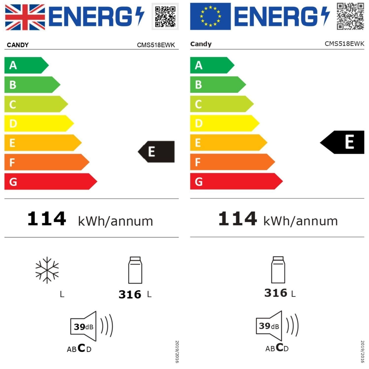 Candy 316 Litre In-column Integrated Fridge Candy 316 Litre In-column Integrated Fridge