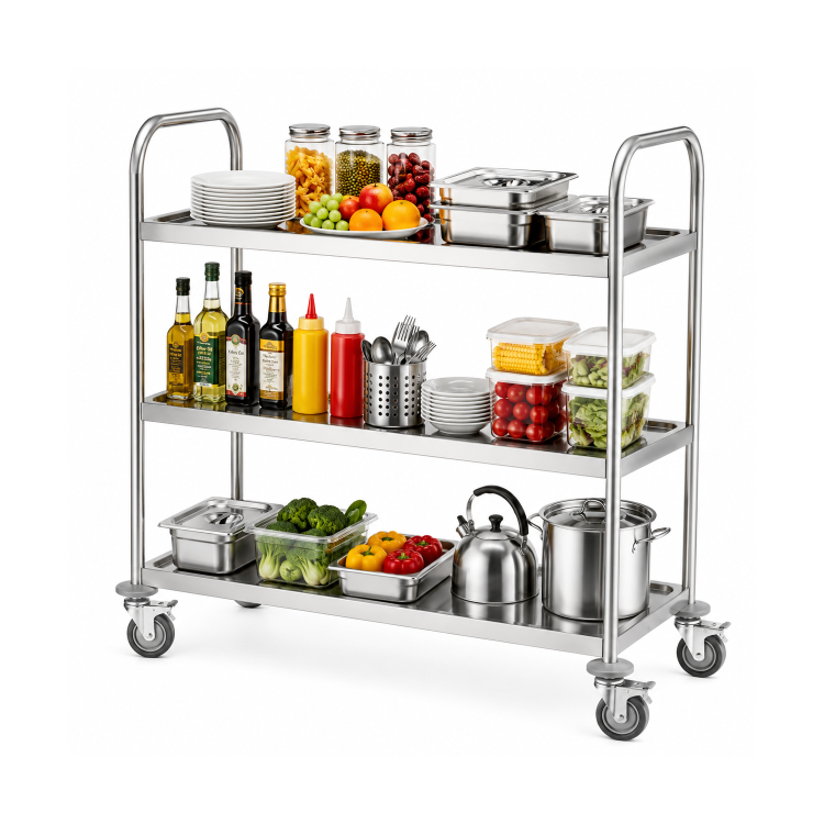 Culinox Stainless Steel 3 Tier Clearing Trolley - 845mm Wide 940mm High