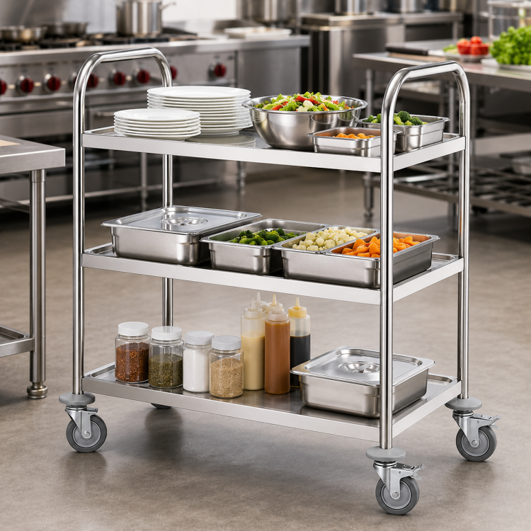 Culinox Stainless Steel 3 Tier Clearing Trolley - 845mm Wide 940mm High